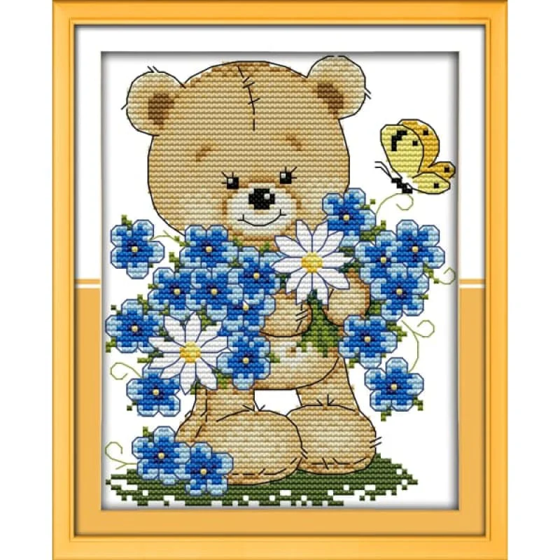 Little bear with flowers