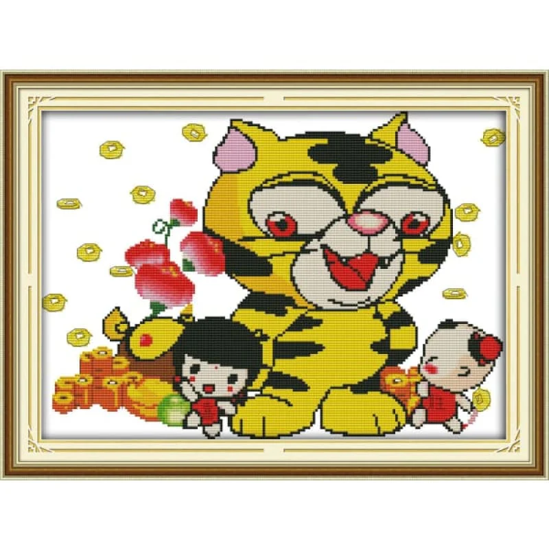 Lucky boy, girl and cat